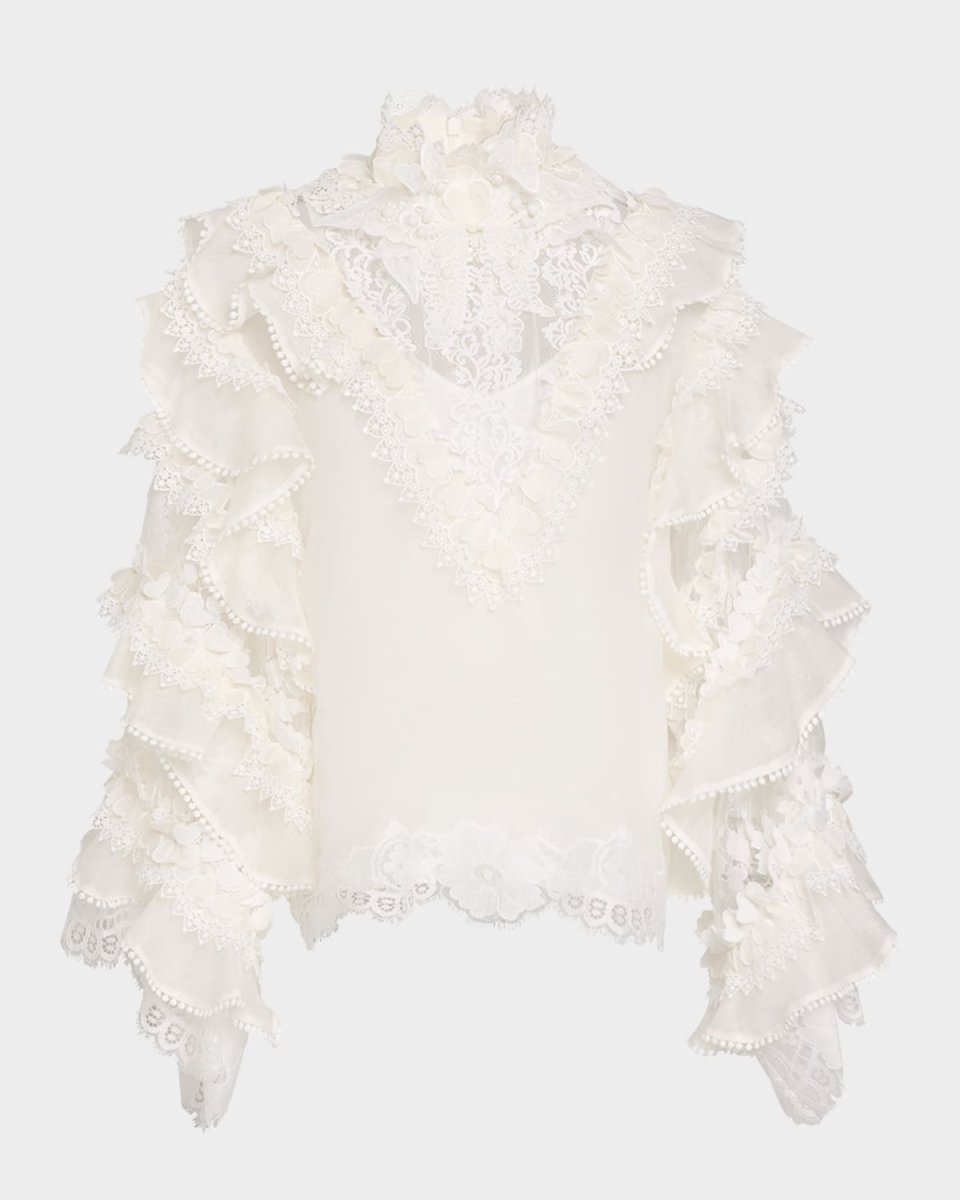 Crush Ruffle Heart-Trim Blouse